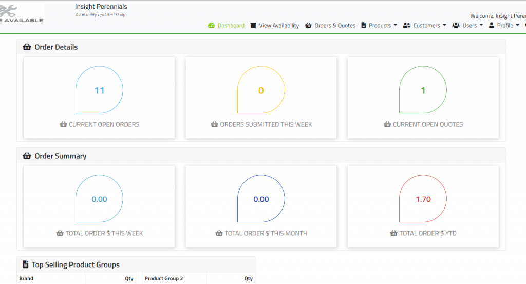 GrowerOnline dashboard