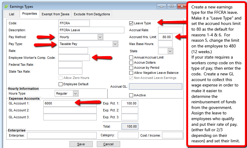 how to set up a new sick leave earning type