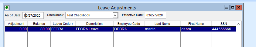 leave adjustment for ffcra