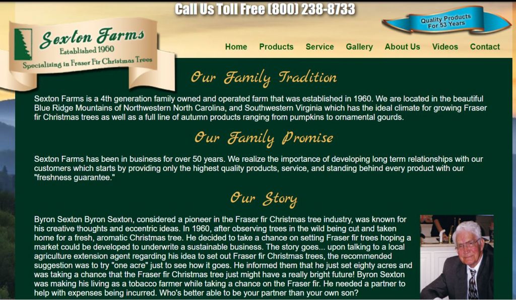 Sexton Farms website