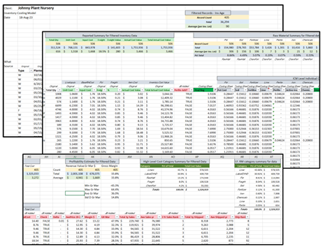 Sample Detailed Inventory Valuation Model views
